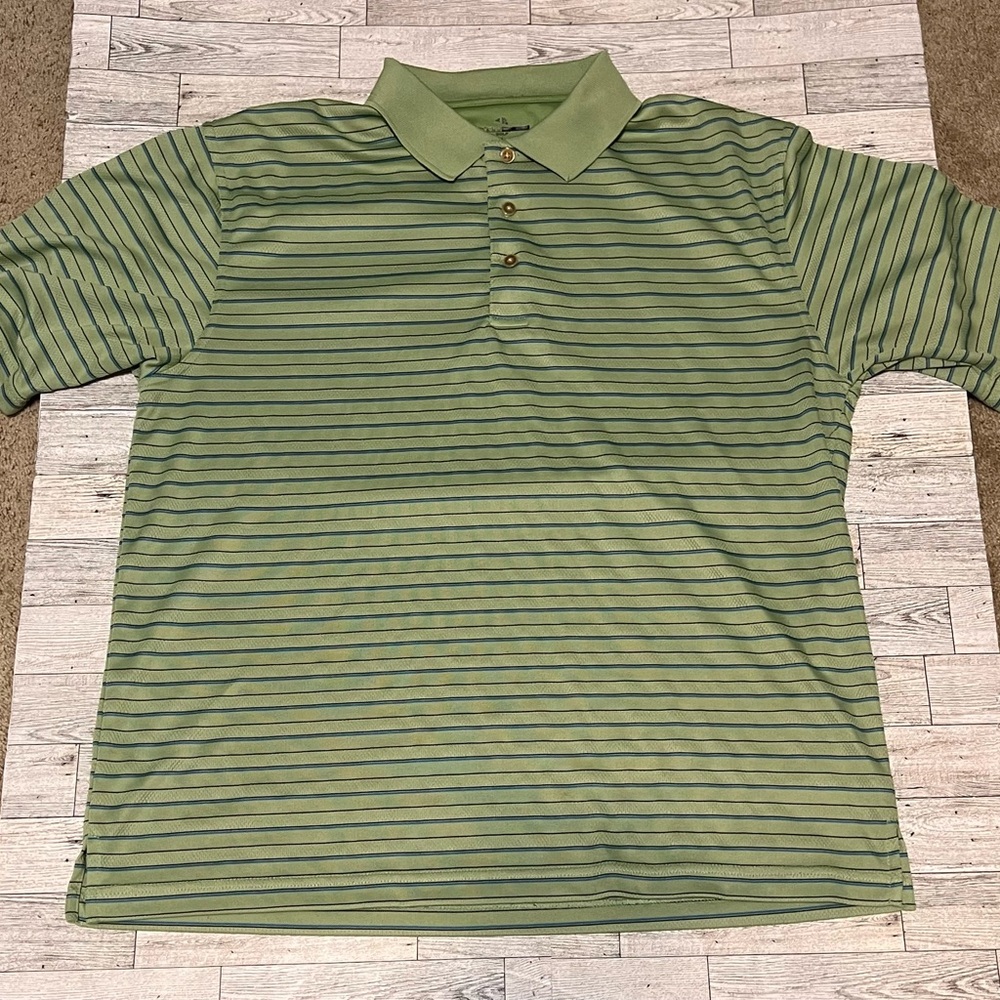Grand Slam Golf Polo Shirt Green Striped Collared Short Sleeve   Mens XL￼